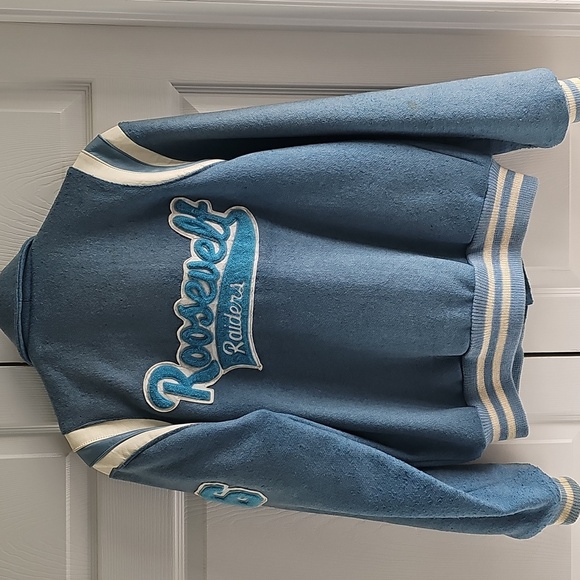 Vintage Butwin Wool Varsity High School Jacket Light Blue & White + Pins Dan - Picture 7 of 14